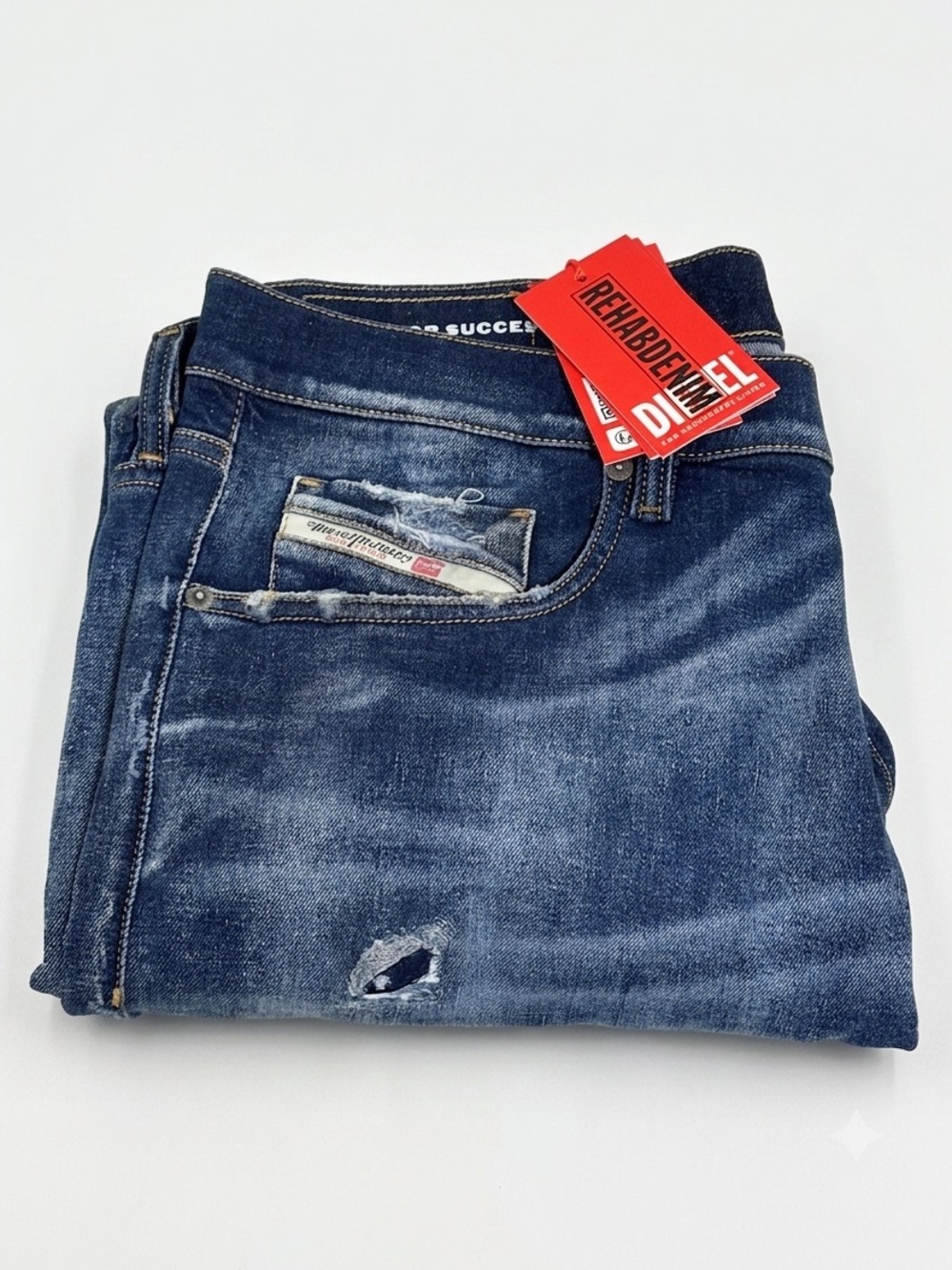NEW Diesel D-STRUKT Slim Fit Jeans Size 36x32 Men’s Dark Wash NWT Distressed